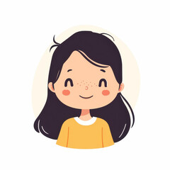 Obraz premium Adorable vector art of a girl with a sweet smile against a clean white backdrop, perfect for minimalistic design lovers.