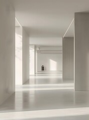 Minimalist Interior Design with White Walls and Concrete Columns