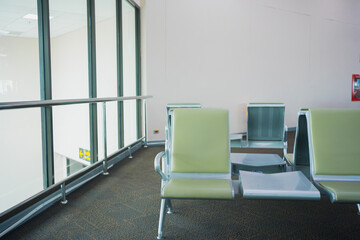 business concept with chair and equipment in airport