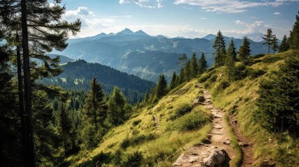 Obraz premium mountains wood trail