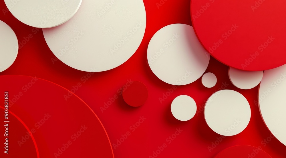 Aufkleber this vibrant and dynamic abstract background featuring red and white circles is ideal for modern med
