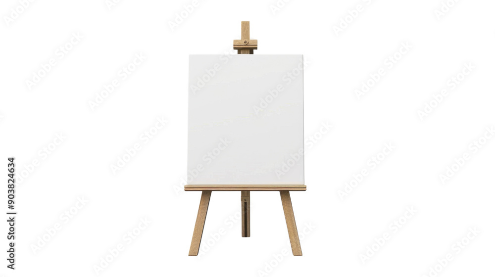 Wall mural easel with blank canvas on transparent background