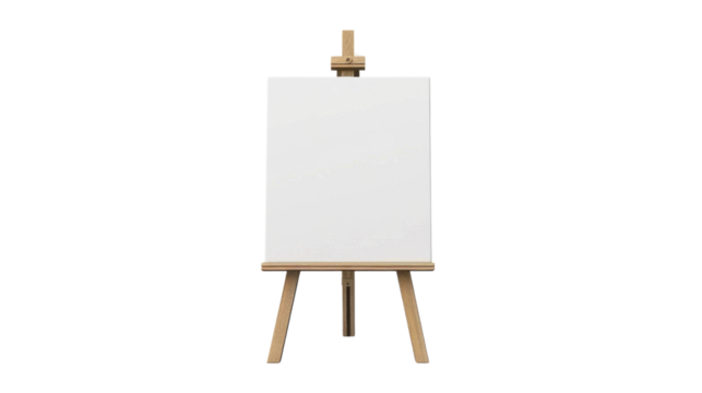 Easel with blank canvas on transparent background