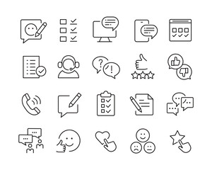 Testimonial Icons - Vector Line. Editable Stroke.