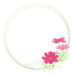 コスモスの円形フレームのベクターイラスト