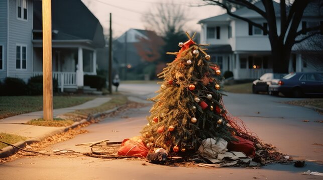 curb sad christmas tree