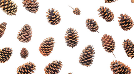 Pine cone set on transparent background 