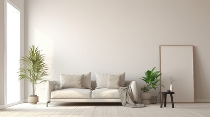 modern living room blank wall