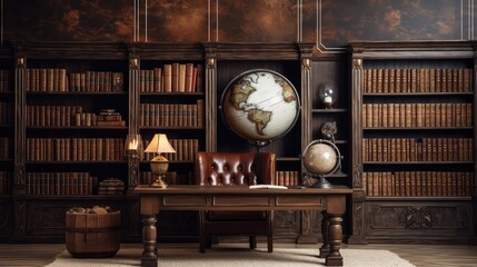 in bookshelf office background