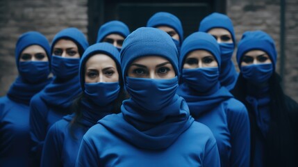Fototapeta premium group face mask blue