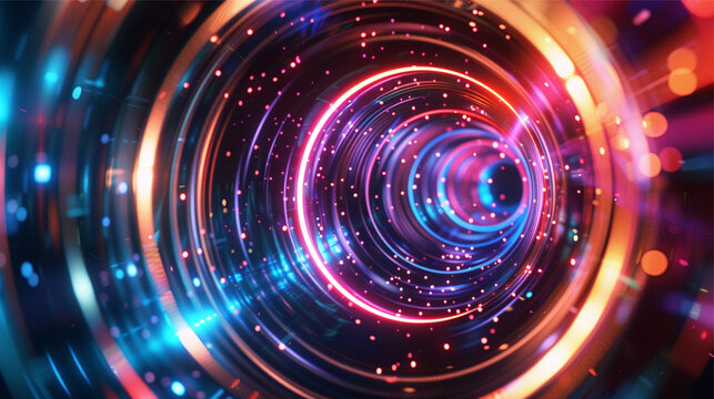 Abstract background. luminous swirling. Elegant glowing circle.  Sparking particle. Space tunnel. Glossy jellyfish. Colorful ellipse. Glint sphere