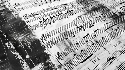 Vintage-style hand-drawn sheet music fragment with chalk-like texture