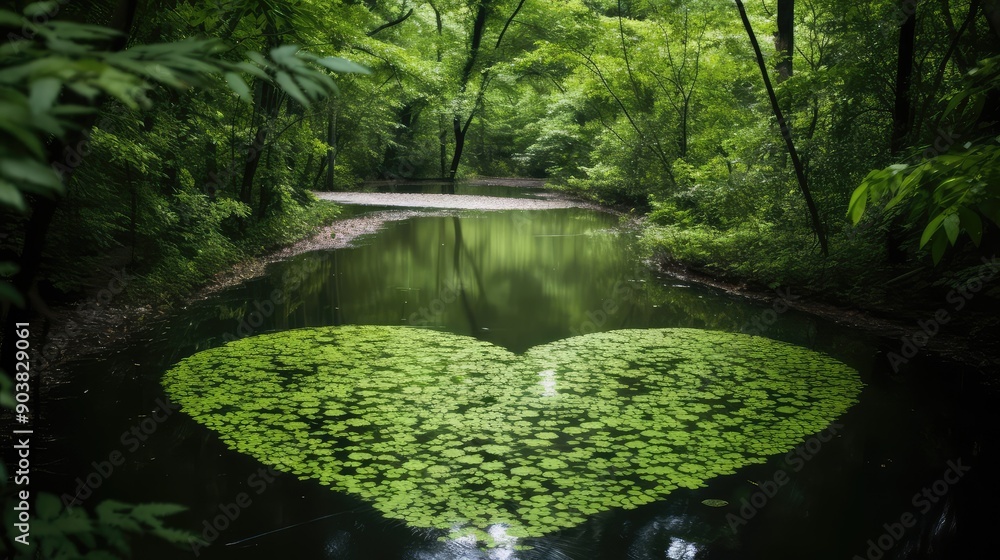 Poster landscape green heart