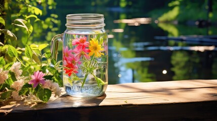 cold mason jar water