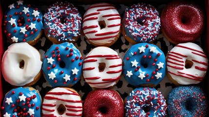 toppings red white blue donuts