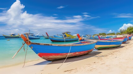 Fototapeta premium colors wooden boats
