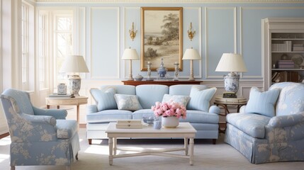 vintage light blue living room