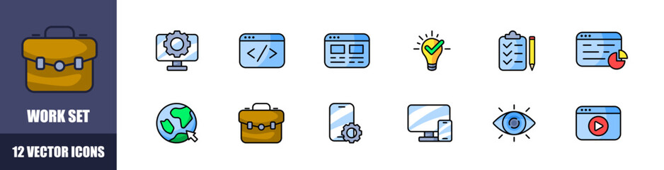 Work set icons. Internet icons. Flat style. Vector icons.