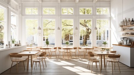 airy white coffee shop