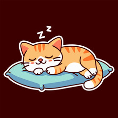 cute and lazy orange cat illustration for t-shirt print or sticker