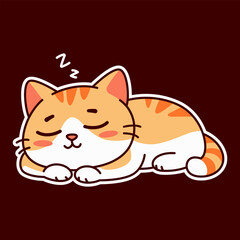 cute and lazy orange cat illustration for t-shirt print or sticker