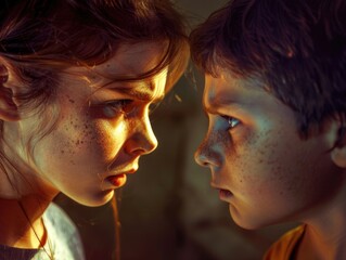 Two people sharing a romantic moment, looking deeply into each other's eyes