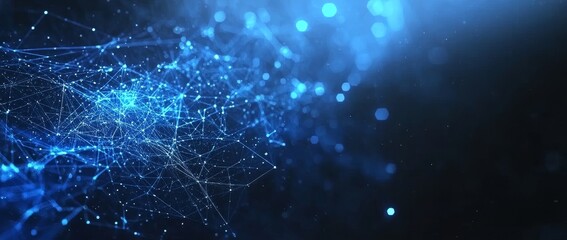 An abstract futuristic design concept of polygonal shapes on a dark blue background. 3 dimensional illustration.