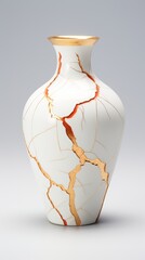 A beautiful kintsugi style white vase. Generated Ai	