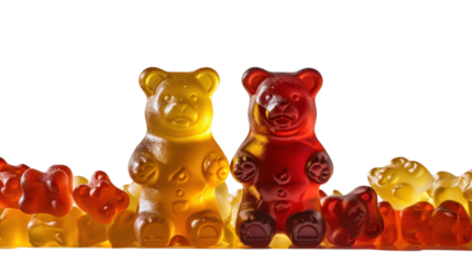Gummy bears on transparent background