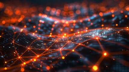 Fototapeta premium Abstract neural network concept with glowing nodes and connections.