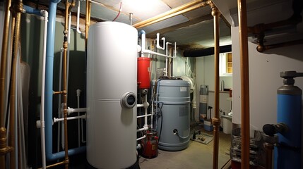 basement water heater in home