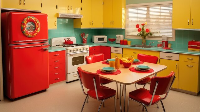 vibrant 1950s kitchen