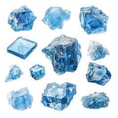 Obraz premium Ice bergs ice cubes or diamond cube isolated on transparent background cutout PNG