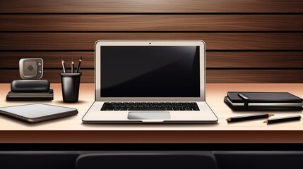 notebook office desk illustration