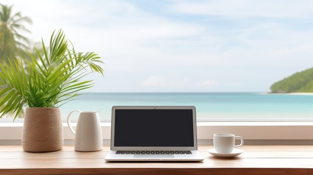 bech laptop screen on a desk