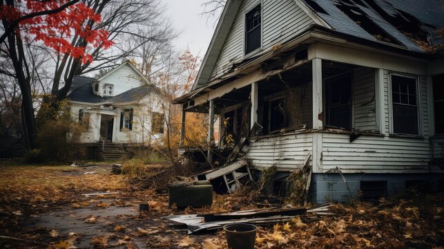 dilapidated outdated house