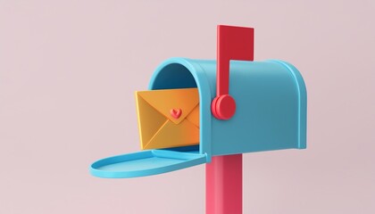 3D mailbox with white background - image of email address, post promotion and delivery concept
