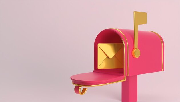 3D mailbox with white background - image of email address, post promotion and delivery concept