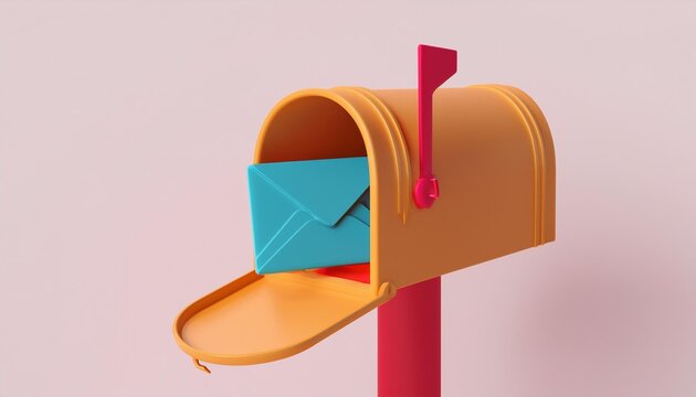 3D mailbox with white background - image of email address, post promotion and delivery concept