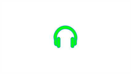 Wireless headphones sign. Glowing headphone icon with sound wave on the white background. earphone icon.