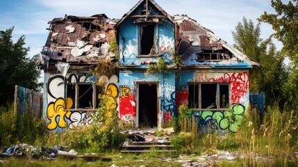collapsed destroyed house