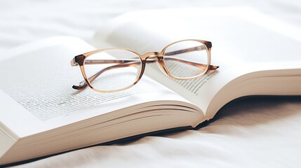 glasses book white background