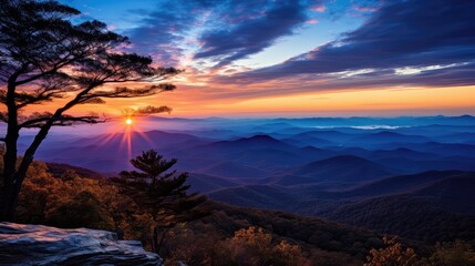 landscape blue ridge mountain sunset
