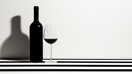 clean wine glass and bottle illustration