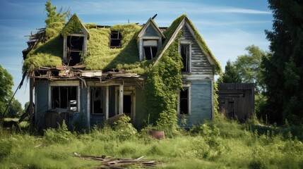 Fototapeta premium sagging house disrepair