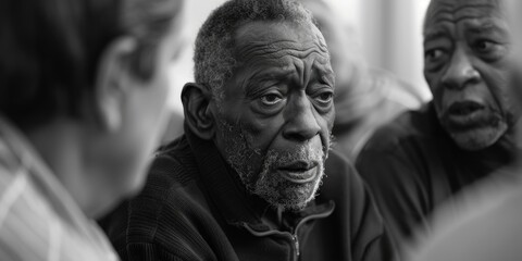 Fototapeta premium Two elderly gentlemen in a classic black and white photograph