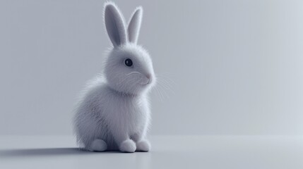 Obraz premium A White Rabbit with Fluffy Fur