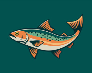 Salmon fish illustration  - cut out vector icon