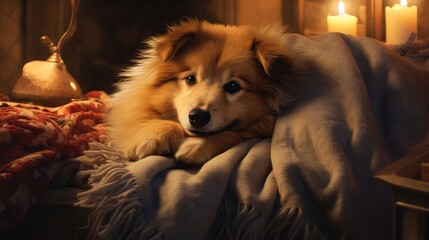 cozy house family dog