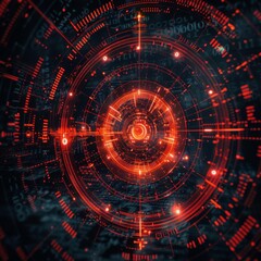 Obraz premium Hightech abstract radar with scanning waves and surveillance theme